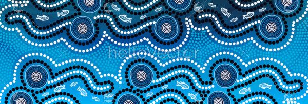 Aboriginal dot design blue vector background
