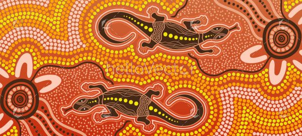 Aboriginal dot lizard art illustration