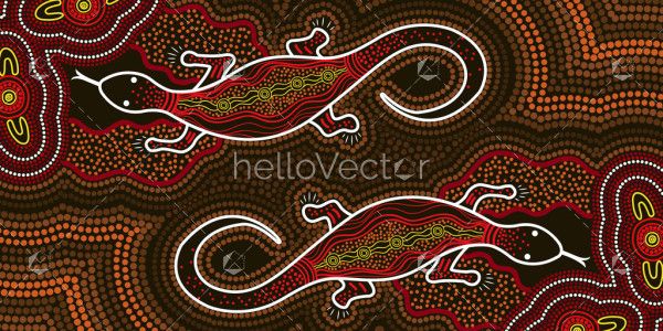 Aboriginal dot lizard art background