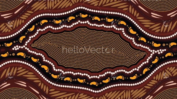 Vector Aboriginal Background With Footprint