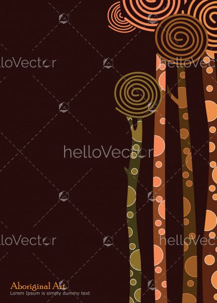Tree banner background, Aboriginal art vector painting with tree.