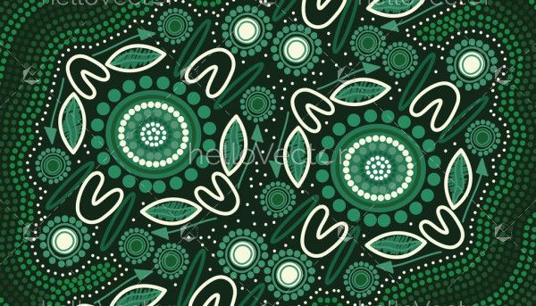 Green Aboriginal Art Painting - Vector