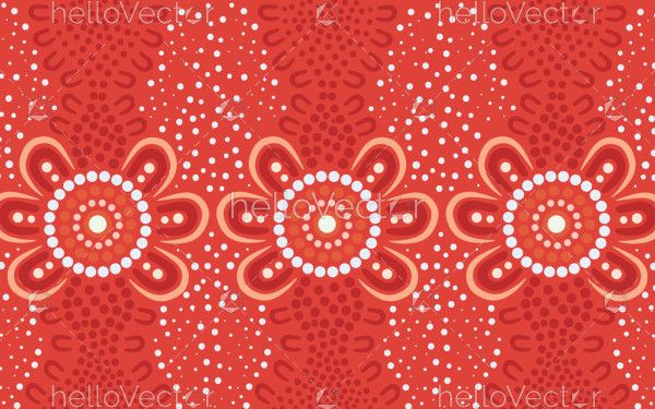 Red Aboriginal Dot Art Vector Background