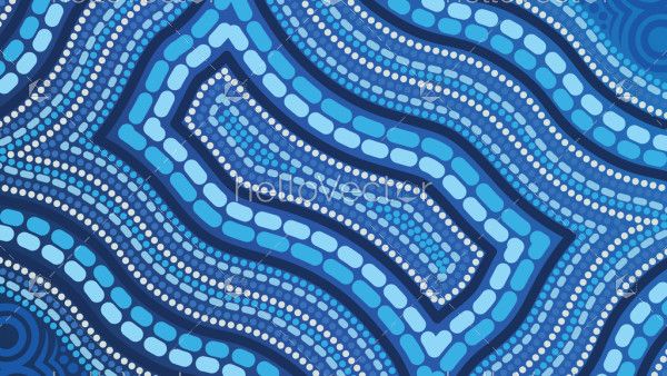 Dot art aboriginal blue background