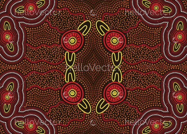 Aboriginal Australian Dot Painting - Vector