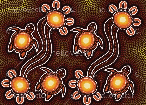 Aboriginal style of turtle painting