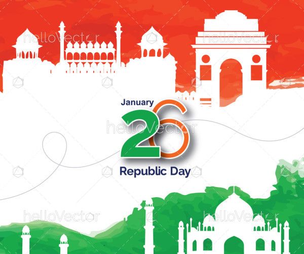 26 January, India Happy Republic Day Illustration