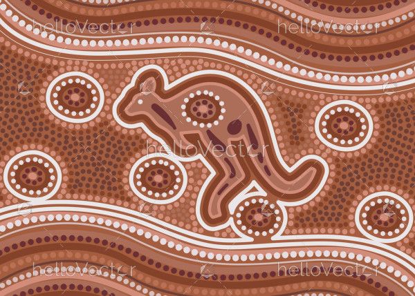 Kangaroo Dot Aboriginal Painting - Vector