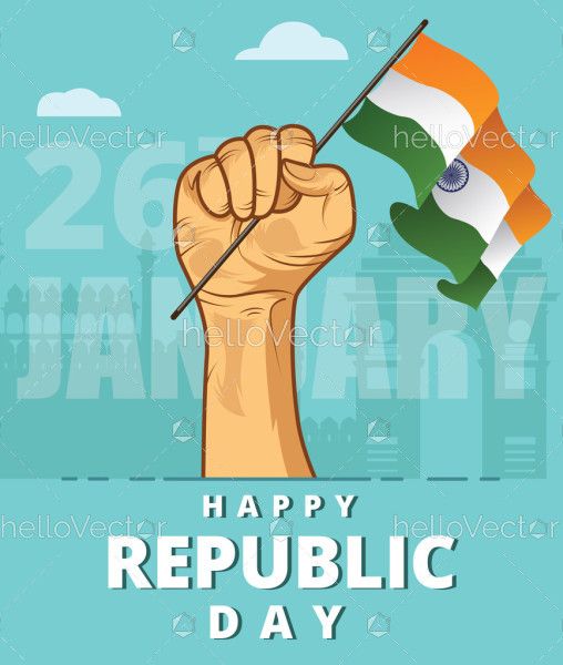 Hand Holding Indian Flag - Republic Day Illustration