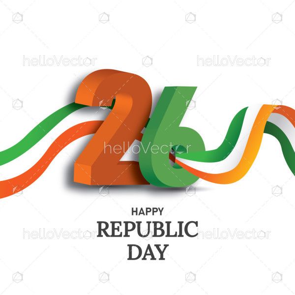 Indian republic day background with 3d text