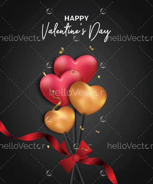 Valentine's day greeting card with 3d hearts