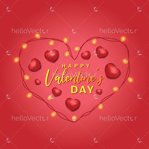 Valentines day background decorated with hearts and lamp