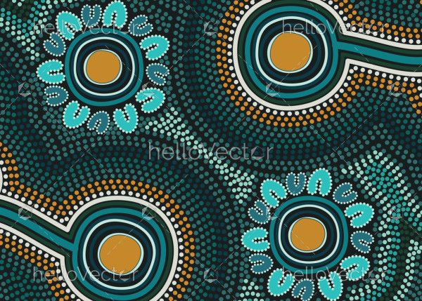 Green Australian Aboriginal Dot Design