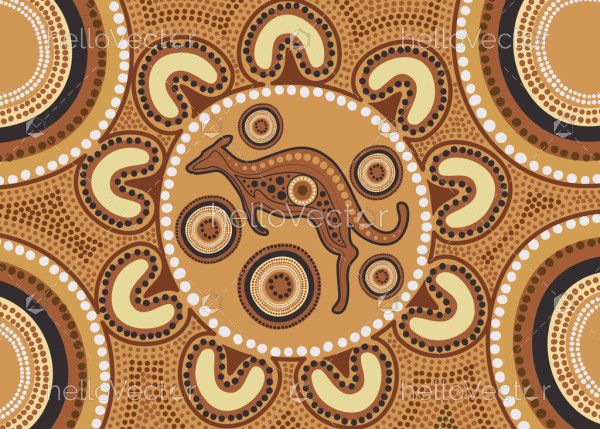 Aboriginal Australian Dot Art With Kangaroo