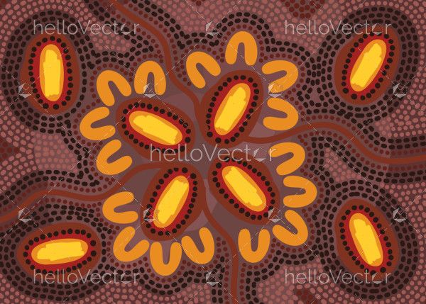 Aboriginal Australian Dot Design - Vector