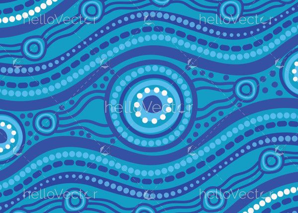 Aboriginal dot design blue background