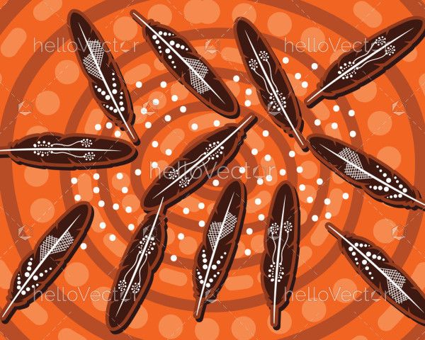 Aboriginal style of feather background - Vector