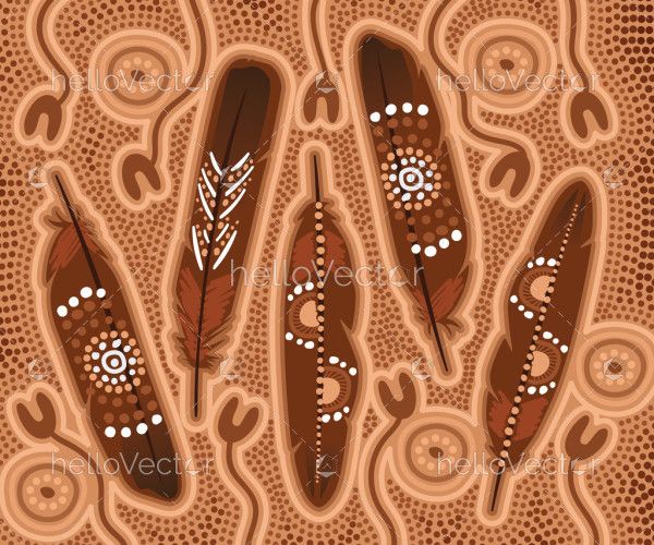 Aboriginal style of doted feather artwork - illustration