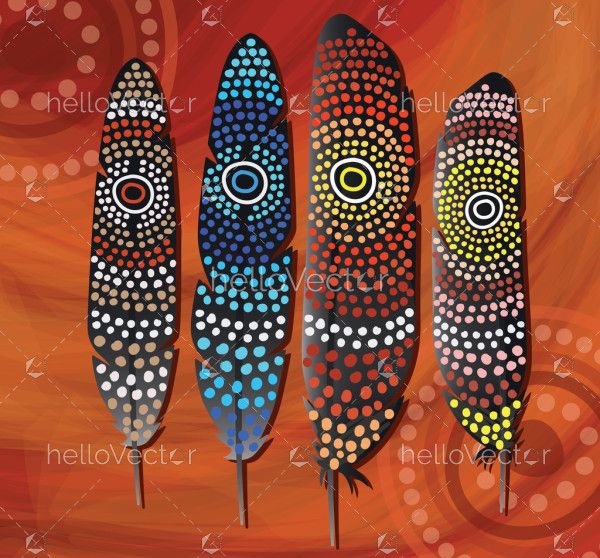 Feather dot Painting - Aboriginal