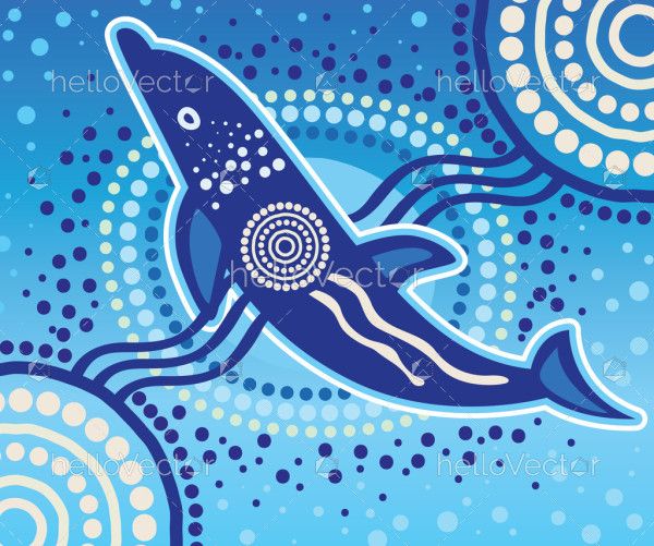 Aboriginal style of dot dolphin artwork