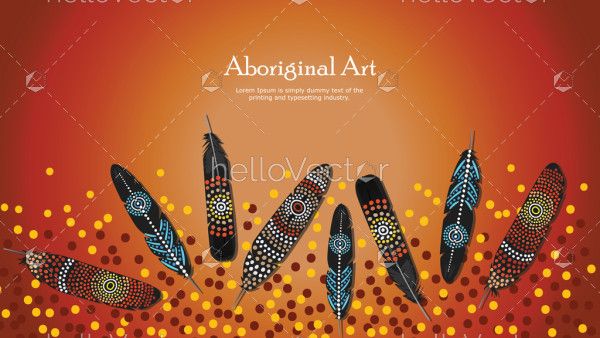 Banner design with feather aboriginal dot artwork