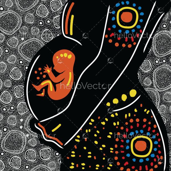 Art of a pregnant woman in aboriginal style