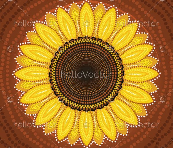 Sunflower Aboriginal Artwork - Vector