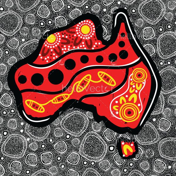 Aboriginal dot painting with Australia map