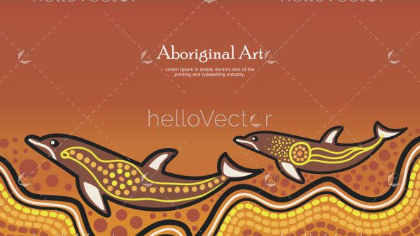 Dolphin aboriginal banner design