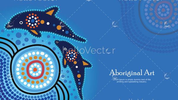 Aboriginal banner background with Dolphins