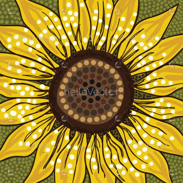 Sunflower Dot Painting - Aboriginal