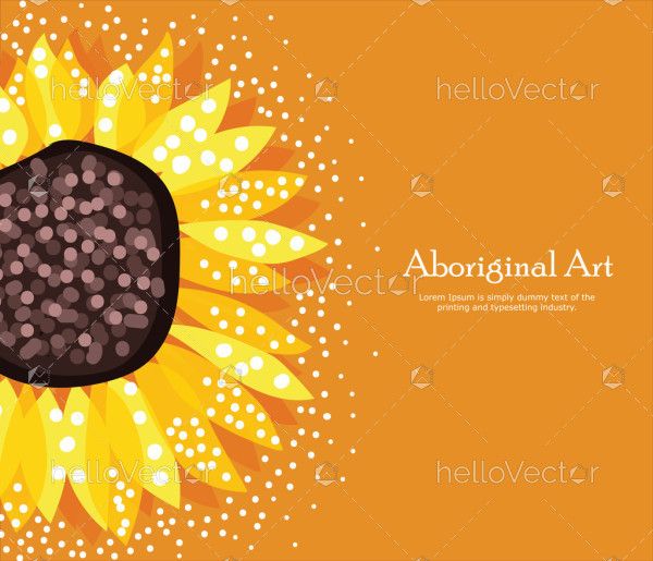Poster design with sunflower aboriginal dot art