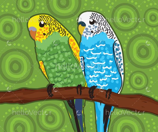 Australian parakeet dot artwork - Vector