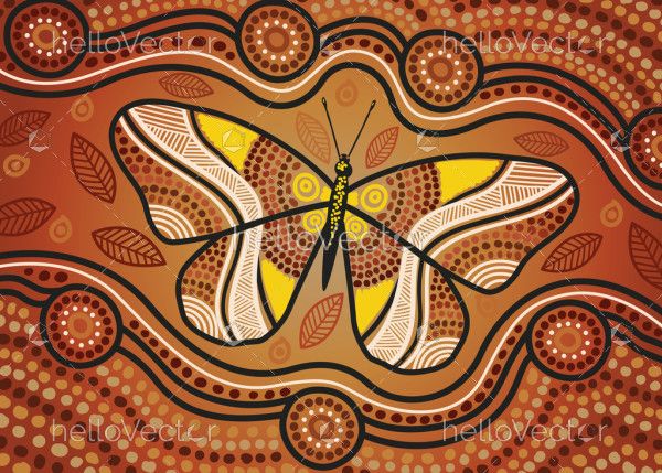 Butterfly aboriginal art vector painting