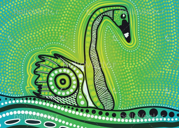 Aboriginal style of black swan art - Illustration