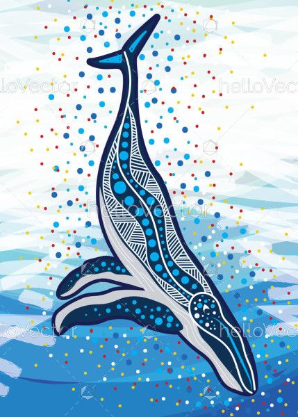 Whale - aboriginal dot artwork
