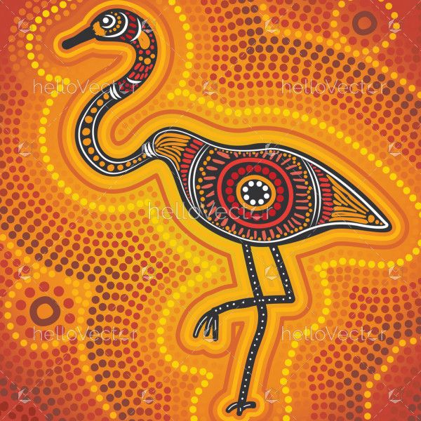 Heron dot painting - Aboriginal