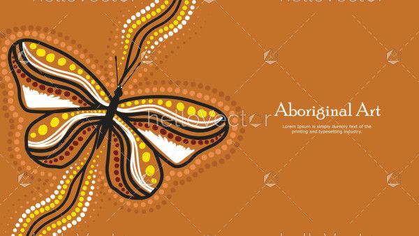 Aboriginal dot art poster design with butterfly