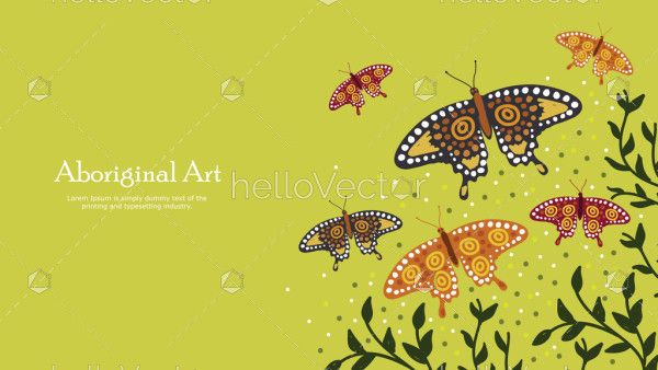 Aboriginal banner background with butterfly