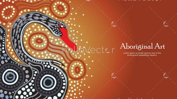 Aboriginal dot art poster design with black swan