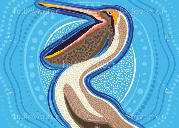 Aboriginal dot pelican art illustration