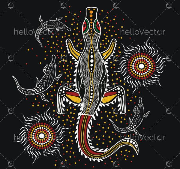 Aboriginal style of crocodile art - Illustration