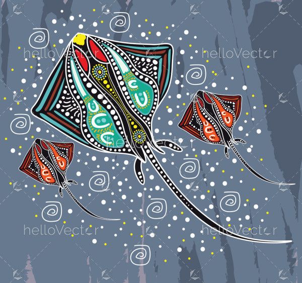 Stingray art in aboriginal dot style
