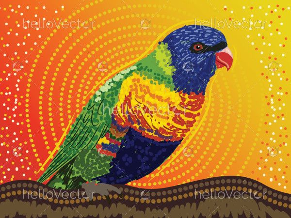 Rainbow Lorikeet Aboriginal Artwork - Vector