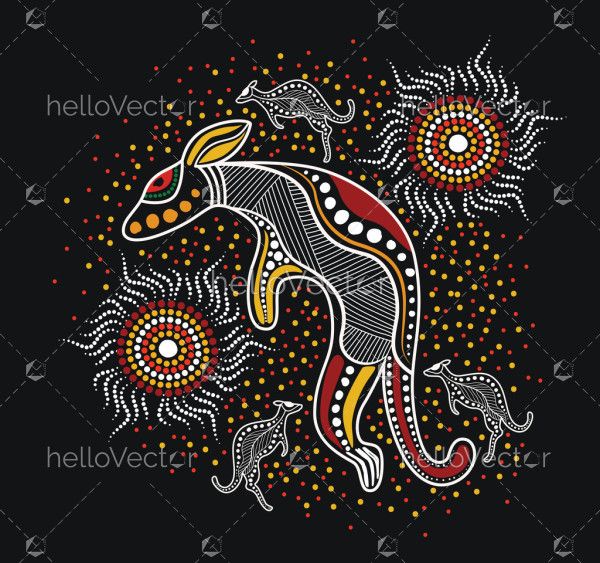 Aboriginal style of kangaroo art - Illustration