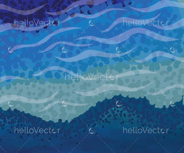 Blue aboriginal water artwork - vector background