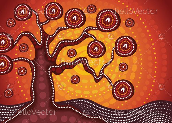 Aboriginal style of tree dot art