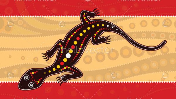 Lizard vector, Aboriginal art background with lizard,