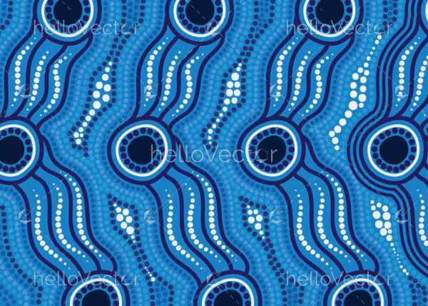 Blue aboriginal dot artwork seamless pattern design
