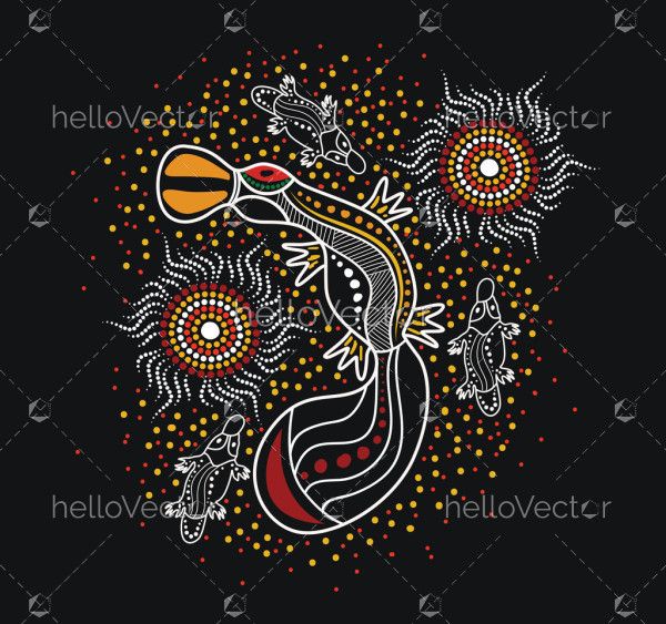 Aboriginal style of platypus art - Illustration
